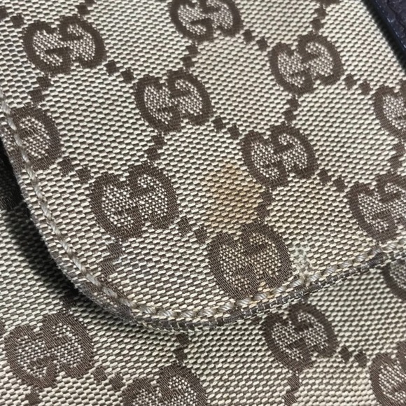 GUCCI 114552 GG Logo Backpack in Canvas/Leather, Unisex, Beige